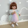 NPK 22inch Newborn Soft Silicone Vinyl Reborn Toddler Girl Doll Princess Betty with Long Brwon wig Hair 3