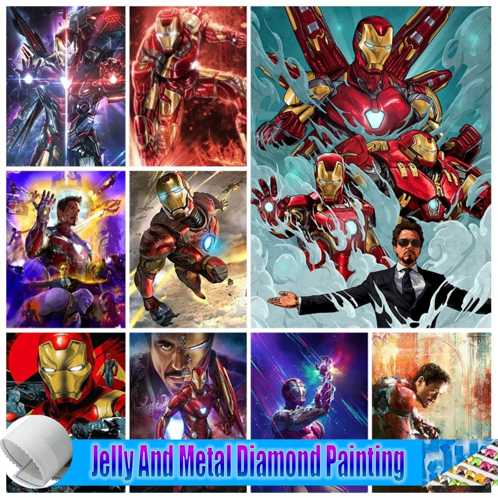 

Iron Man Jelly And Metal Diamond Painting 5D Full Drill Kit Marvel Diamond Mosaic Cross Stitch Handicrafts Art Home Decoration