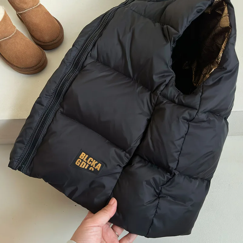 2024 New Duck Down Jacket Vest Winter Thick Warm Sleeveless Coat Black Slim Waistcoat Fashion Casual Windproof Children's Vest