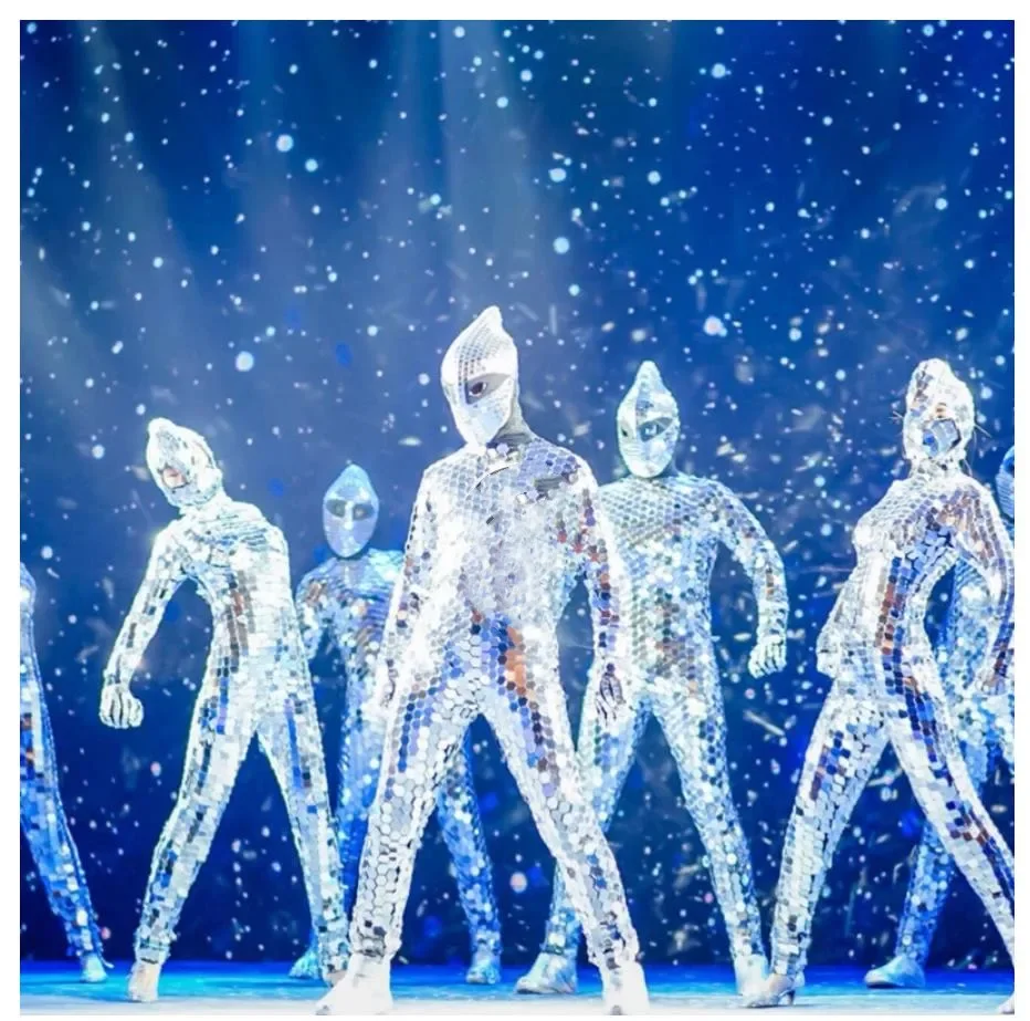 

Women Men Mirror Dress Mirror Costume Stage Costume ds Party Performance Nightclub Jumpsuit Bar GoGo Dance Costume