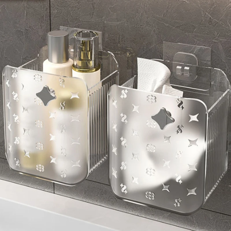 Wall Mounted Storage Box Bathroom Cosmetic Organiser Multifunctional Shelf Washstand Toiletries Organiser Bins Toothbrush Holder 5