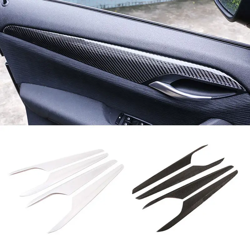 

For BMW X1 E84 2011 2012 2013 2014 2015 ABS Chrome / Carbon Fiber Texture Car Interior Door Window Panel Cover Strip Trim
