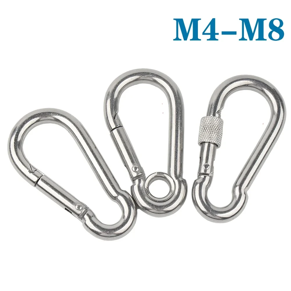 Snap hook 1-5Pcs M4 M5 M6 M7 M8 304 stainless steel spring snap carabiner