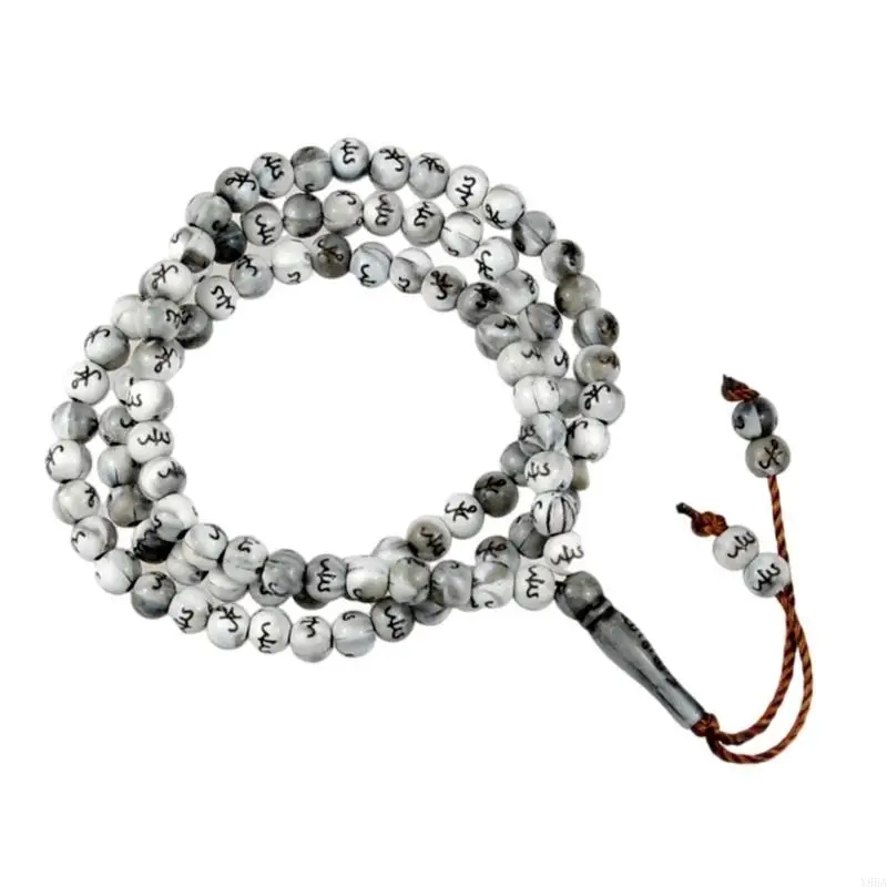 GMBYLBY Rosario da 8 mm 99 perline Tasbih per preghiera avvolgere bracciali collana Eid per uomo donna gioielli
