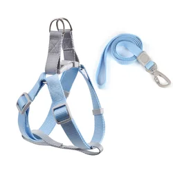 Adjustable Pet Harness Vest and Leash Set - M (Sky Blue)