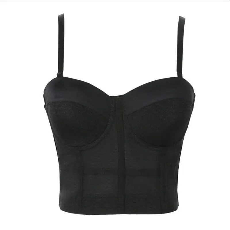 Women's Corset Fishbone Crop Tops with Bra 2024 Summer White Slim Solid Halter Bustier Tank Top Tunic Camisole Adjustable Strap