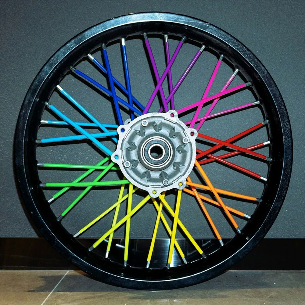 36Pcs/Pack Bike Wheel Spoke Protector Colorful Motocross Rims Skins Covers Off Road Bike Guard Wraps Kit Motorcycle Guard