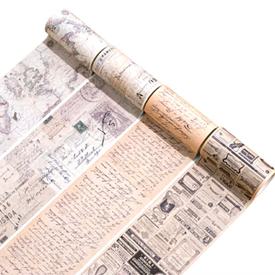 1/2/4 롤 빈티지 자체 접착식 레저 테이프 사무실 학습 용품 저널 장식 콜라주 DIY 수공예품 생일 선물 XJM