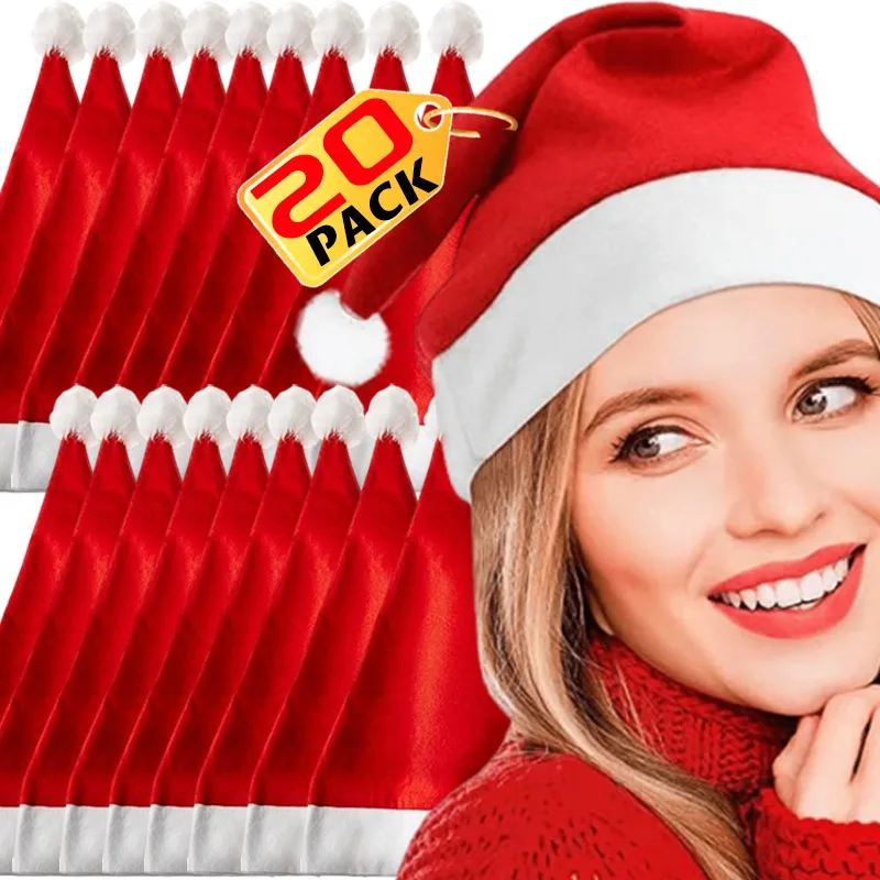 20/1Pcs Christmas Hats Adults Kids Non-woven Santa Claus Hat Merry Christmas Home New Year Gifts Festive Party Supplies