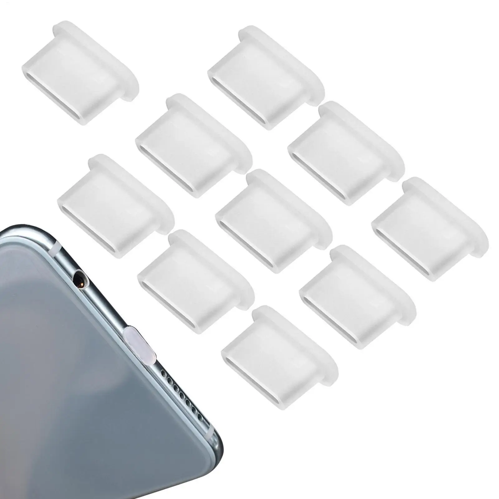 Dust Protection Type C Plug Set of 10pcs Cell Phone Charging Port Silicone Covers Dust Protection C-Type Port Plugs For Tablets