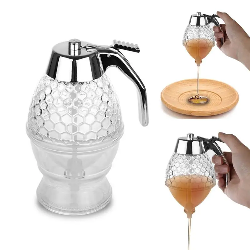 Acrylic Honey Dispenser Honey Drain Container Pot Anti-drip Beehoney Jar Bee Drip Kettle Cup Kitchen Storage Accessories syrup dispenser