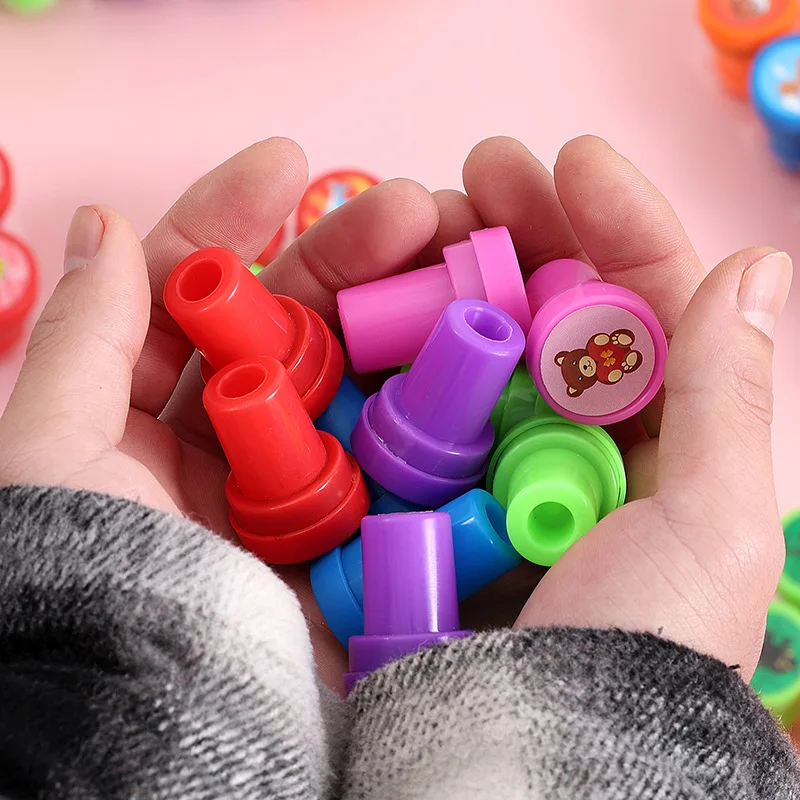 Assorted Stamps for Kids Self-ink Stamps Children Toy Smiley Face Seal Scrapbooking DIY Painting Photo Album Decor 10pcs self ink stamps