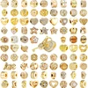 Gold Sparkling Hearts Clip Flowers Family Tree Star Love You Charm Beads Fit Original 925 Silver Bracelet DIY Women Jewelry Gift 1