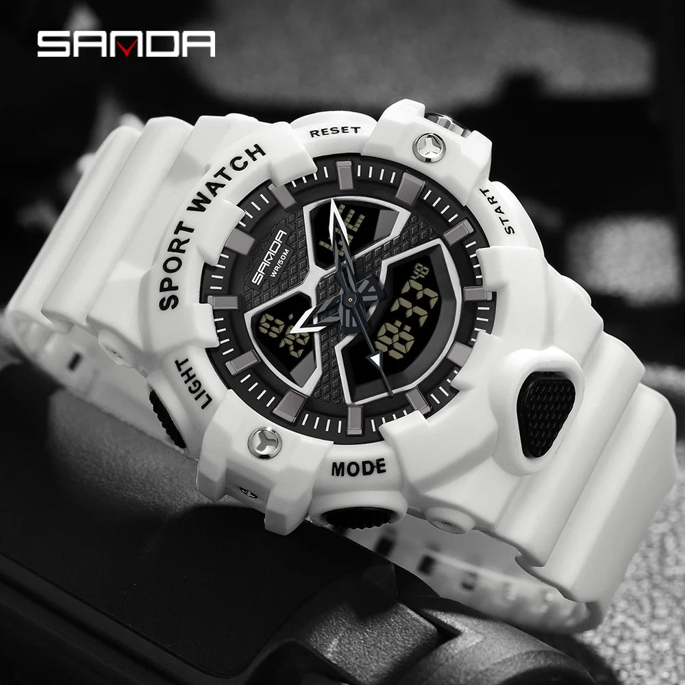 SANDA 2023 Sport Military Men's Watches 50M Waterproof LED Digital Wristwatch for Male Clock Stopwatch Relogio Masculino 3150