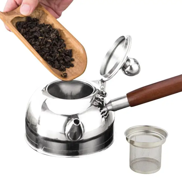 Bollitore per il tè manico in legno in acciaio inossidabile teiera  bottiglia d'acqua bollente caffè cucina piano cottura bicchieri a induzione  per fornello a Gas - AliExpress
