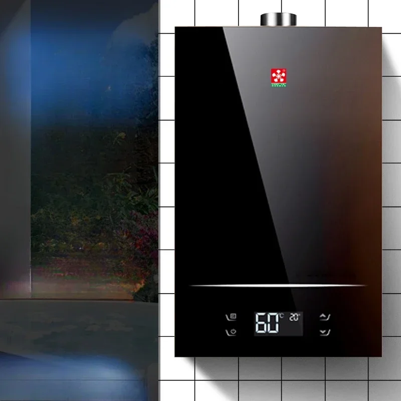 เครื่องทําน้ําอุ่นแก๊สชนิดไอเสียที่แข็งแกร่งแก๊สธรรมชาติในครัวเรือนแก๊สอุณหภูมิคงที่อัจฉริยะความร้อนอย่างรวดเร็ว Zero น้ําเย็น 1