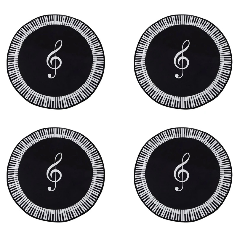 

4х новый Ковер Музыкальный символ Фортепиано Ключ черный белый круглый ковер нескользящий ковер домашний коврик для спальни украшение пола