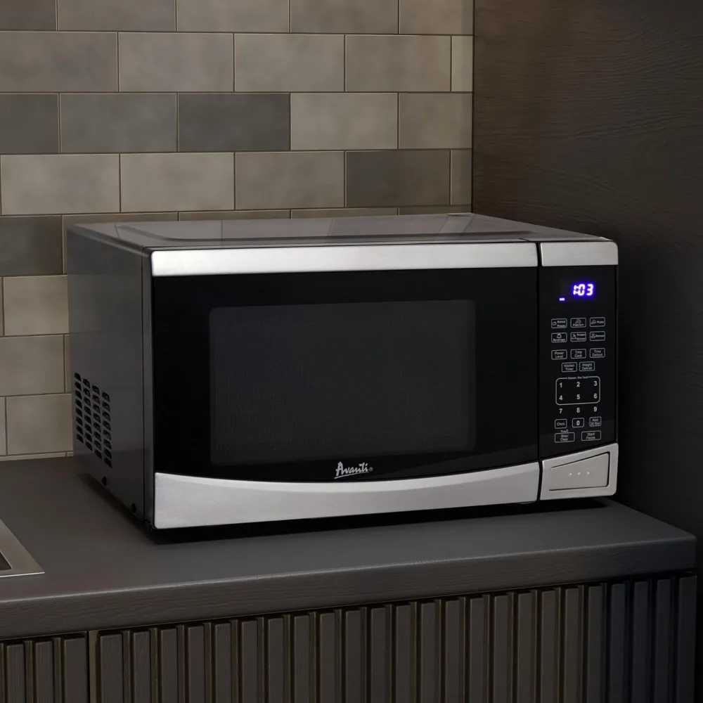Microwave Oven 900-Watts Compact with 10 Power Levels ,Speed Defrost, Electronic Control Panel and Glass Turntable 6