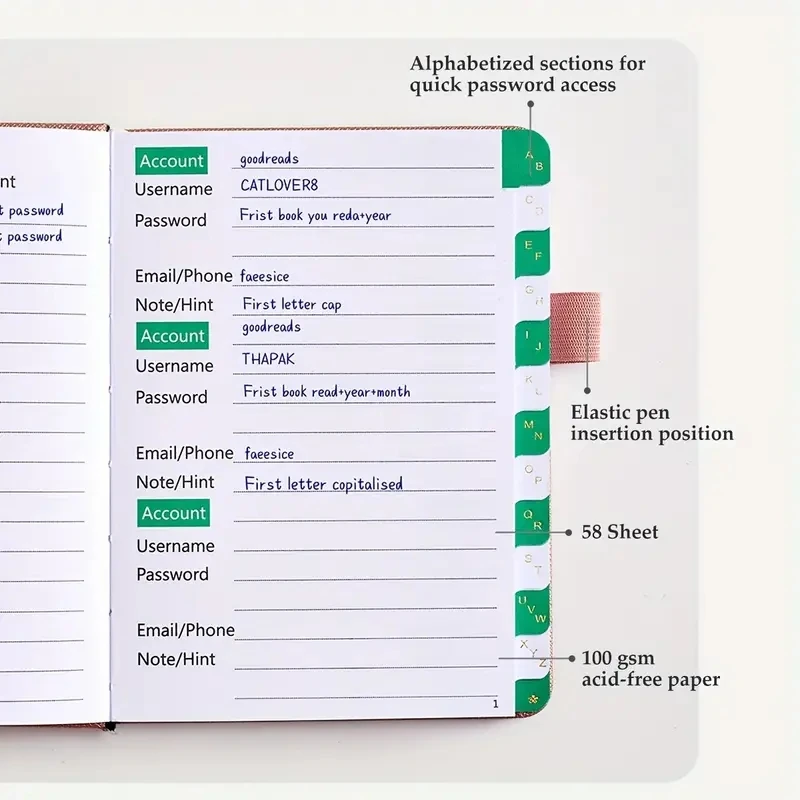 Password Book Password Keeper Book With Alphabetical Tabs Notebooks For Seniors Notepad Notebook Diary Writing Pads Office School Supplies