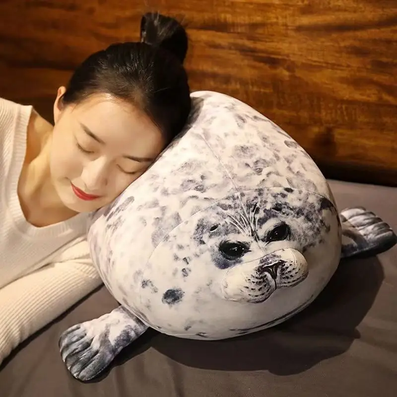 Angry Blob Seal Pillow Chubby 3D Novelty Sea Lion Doll Plush Stuffed Toy Baby Sleeping Throw Pillow Gifts for Kids Girls