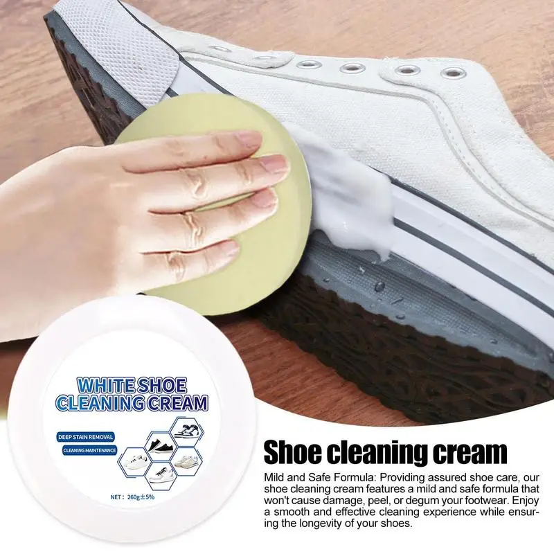 

White Shoe Cleaner Sneakers Polish 260g Boot Stain Remover Cream Multifunctional Cleaning Paste Shoe Maintenance Paste accessory