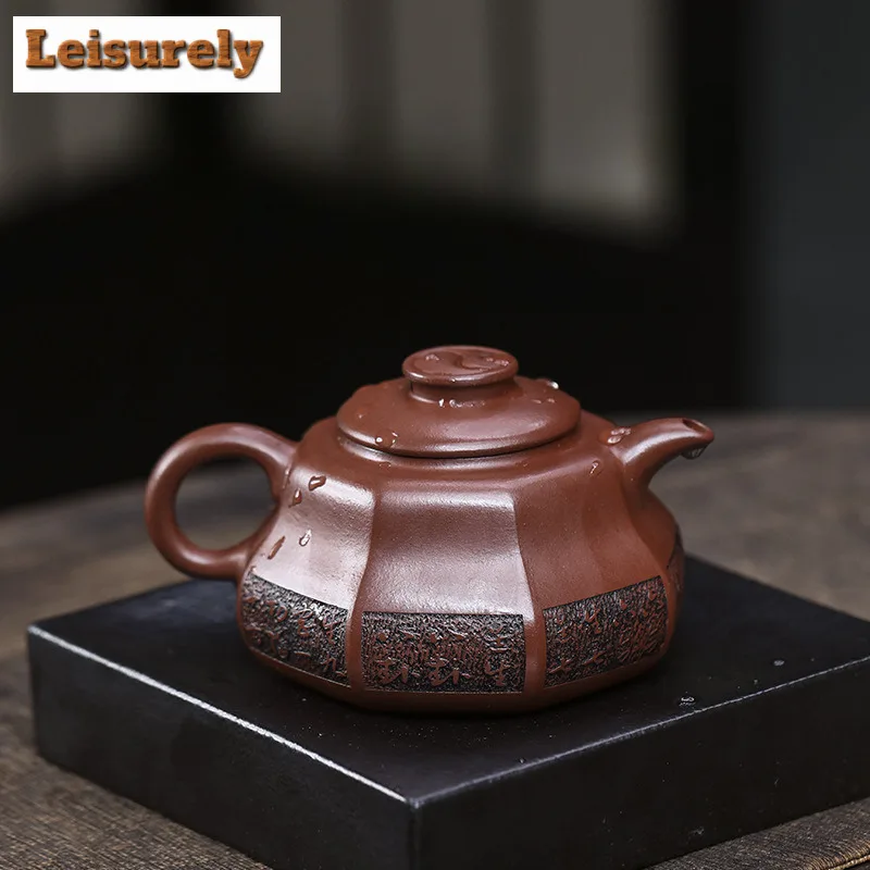 330ml Yixing Purple Clay Teapots Handmade The Great Ultimate Pot Raw Ore Red Leather Dragon Mud Tea Maker Kettle Zisha Tea Set