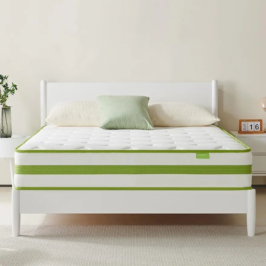 

Full Mattress 14 Inch, Hybrid Mattress with Cooling Gel Memory Foam and Pocket Spring, Organic Cotton Fabric Cover