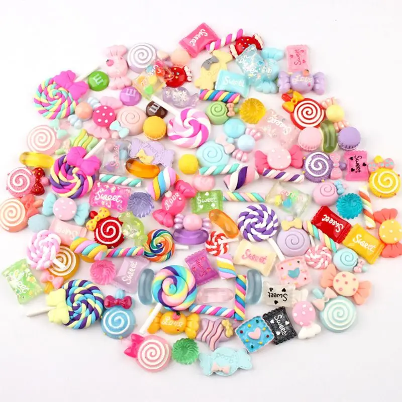 

30/50/100Pcs Assorted Resin Mixed Candy Sweets Drop Oil Flatback Dropship