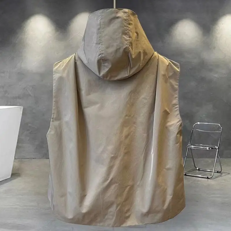여성 용수철 후드 조끼 코트, 더블 포켓 작업복, 캐주얼 트렌디 루즈한 탱크탑, 한국판, 가을