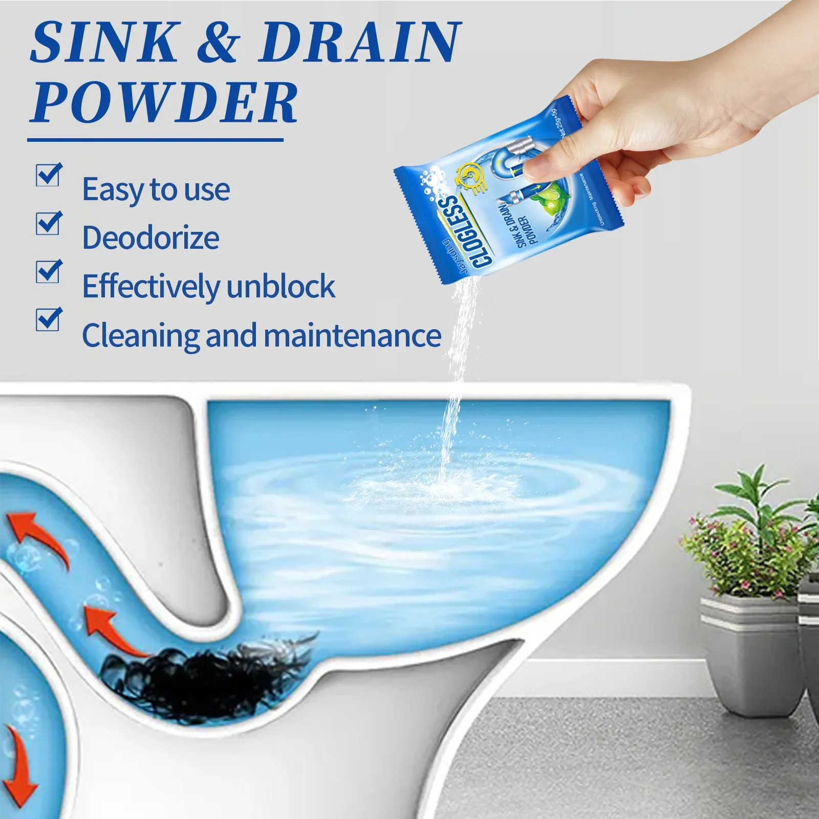 Pipe Dredging Powder Kitchen Water Piping Drain Cleaner Stubborn Dirt Remover Toilet Sewer Closes Tool Home Clogging Drain Tools 4
