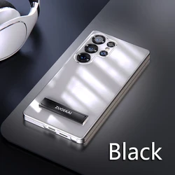 Luxury Transparent Kickstand Case with Holder - Soft TPU Shockproof Cover - Note10Plus (Black)