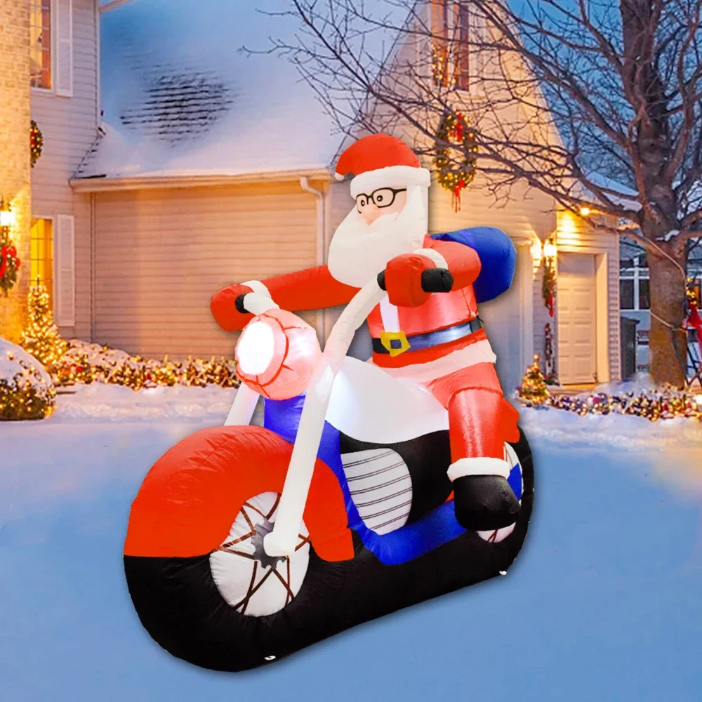 Inflatable Santa Claus Riding Motorcycle Christmas Inflatable Toy Doll Indoor Outdoor Garden Xmas Decoration inflatable decoration toy inflatable decoration inflatable toy