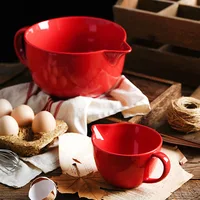 Bol à œufs en céramique, tasse pointue de cuisine avec poignée, bol de cuisson et de mélange, bol à pâte avec ustensiles de cuisson 2