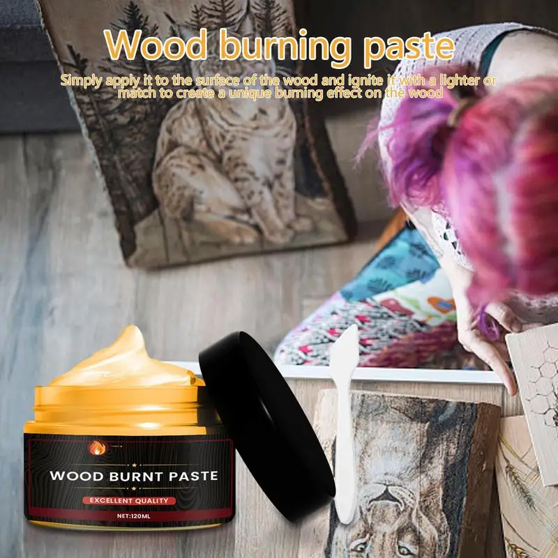 Wood Burning Gel Burn Paste Easy To Apply Combustion Gel Multifunctional DIY Pyrography Accessories For Paper Leather Cloth