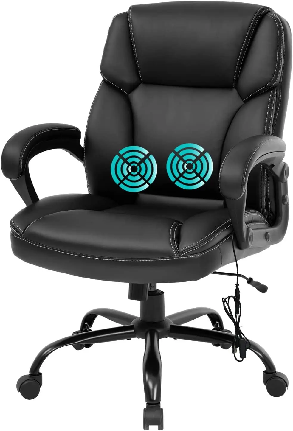 

and Tall Office Chair Ergonomic Chair 400lbs Wide Seat Desk Chair PU Leather Computer Chair with Lumbar Support Arms Mid Back Ex