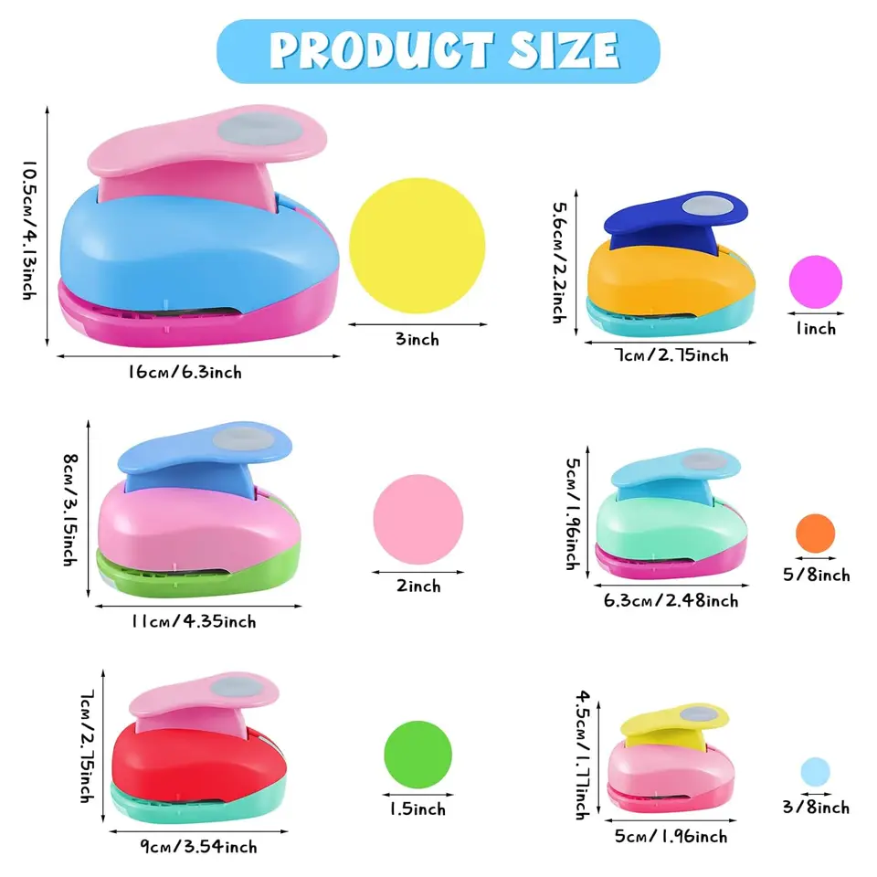 2 Pièces Perce-papier à Trou Unique, Pince Perforatrice Ronde 6 Mm & 3