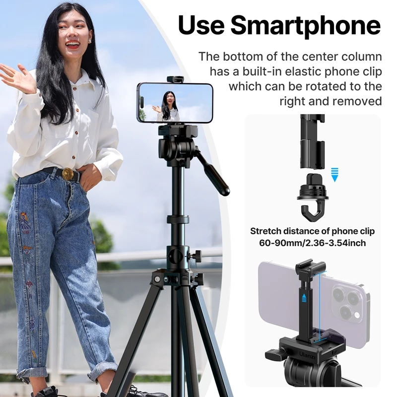 Ulanzi MT-65 1.76M Bluetooth Remote Control Tripod DSLR Camera Phone Video Tripod Extended Arm Horizontal Tripod