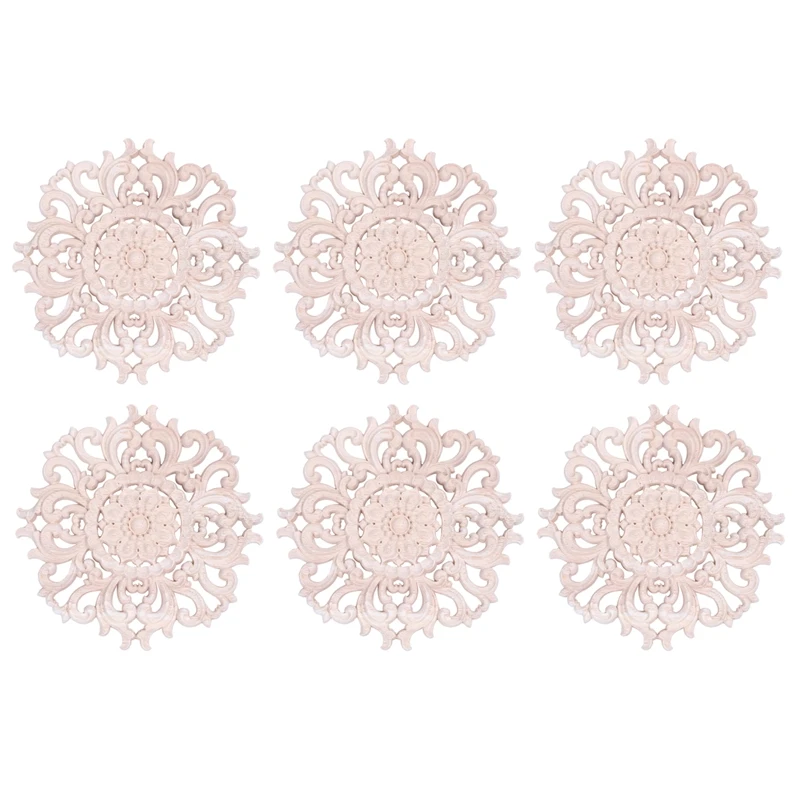 

Promotion! 6X Lots Wood Carved Long Onlay Applique Unpainted Flower Walls Cabinets Door Decor Type:15Cm Type A