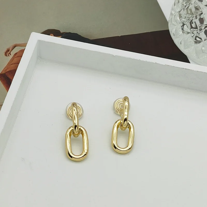 Personality Silver Plated Oval Mosquito Coil Clip on Earrings European and American Simple Metal Rubber Ear Clips ear clip earrings clip earrings ear clip ear accessories