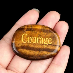 Oval Quartz Healing Crystal Worry Stone for Meditation and Chakra Energy Therapy (Courage)