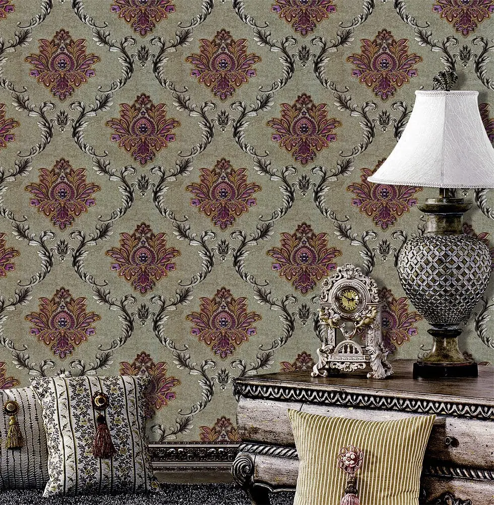 다마스크 껍질 및 스틱 벽지, 이동식 자체 접착 접촉 용지, 서랍 라이너 선반 캐비닛, 가구 벽 홈 장식