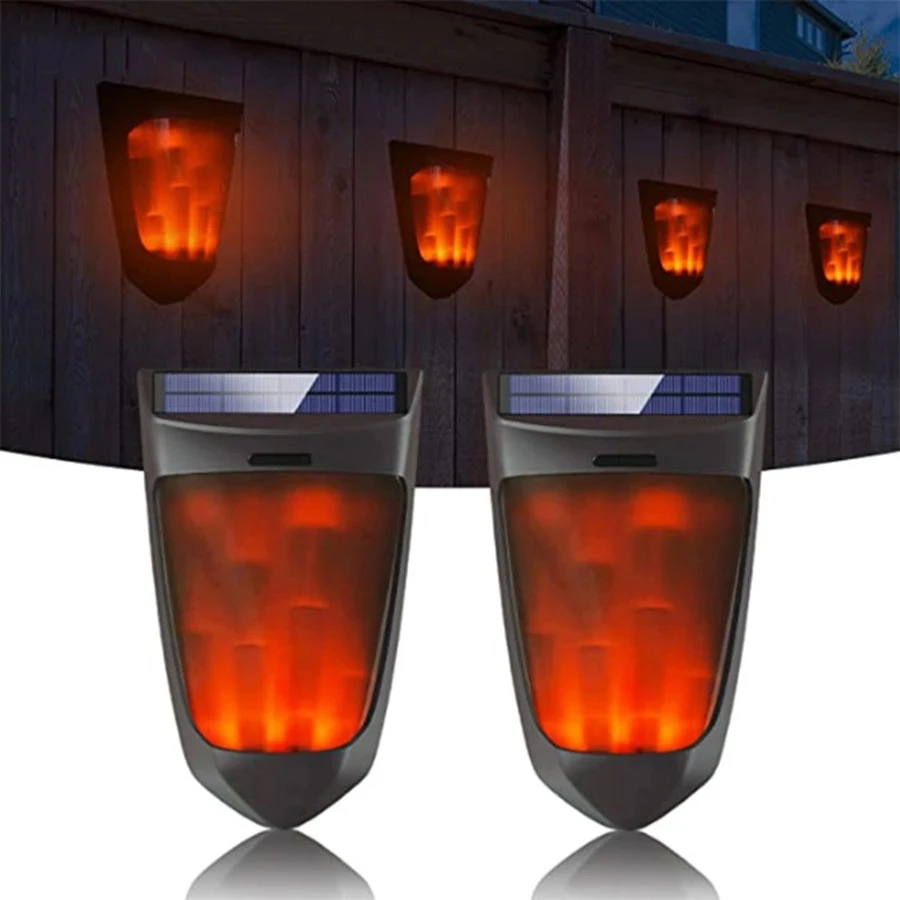 

Solar Flame Flickering Light Solar Step Light 10LED Solar Powered Wall Mounted Lamp For Yard Garden Deck Stair Solar Fence Light