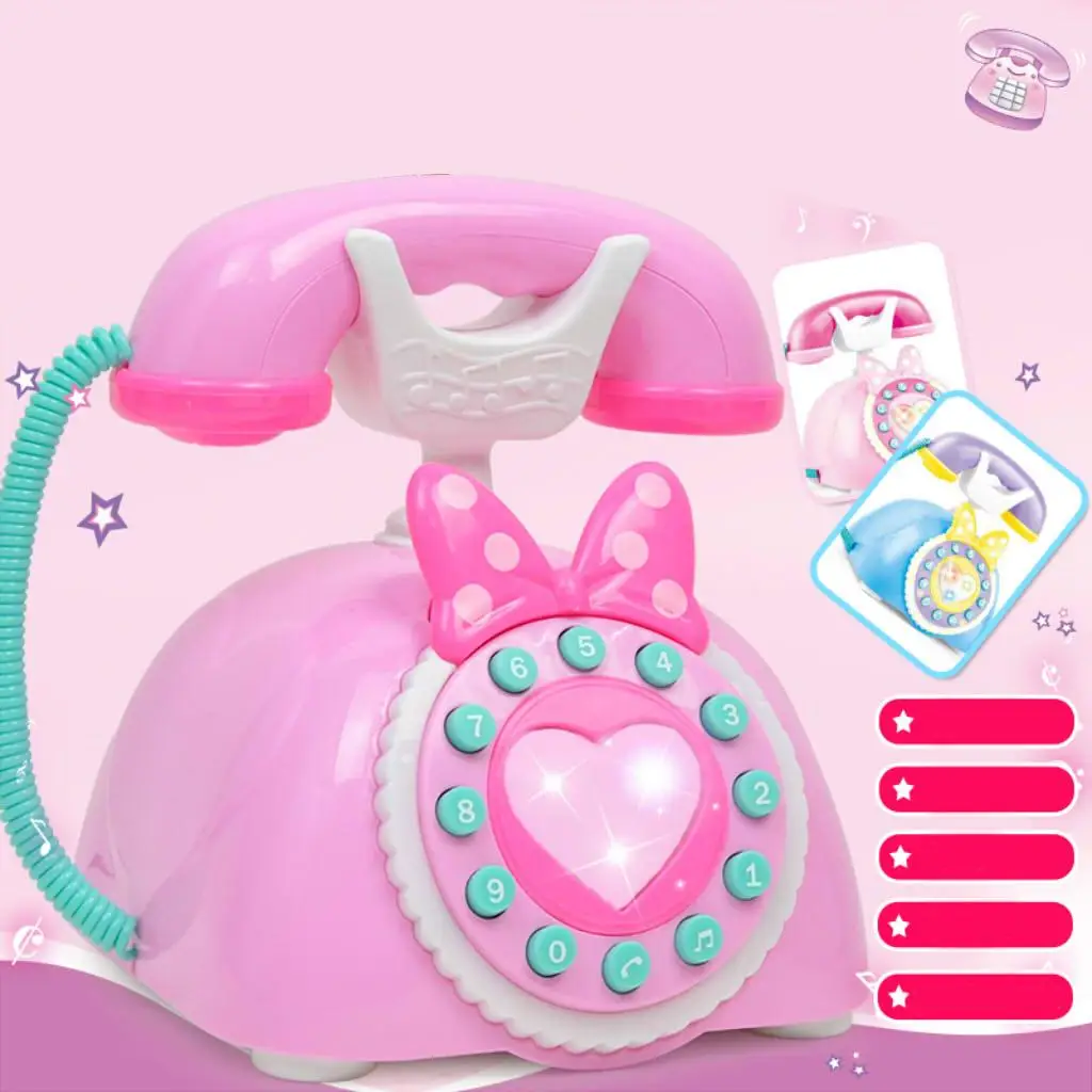 Plastic Electronic Vintage Telephone Landline Kids Pretend Play Early Educational Toy Birthday Gift 5