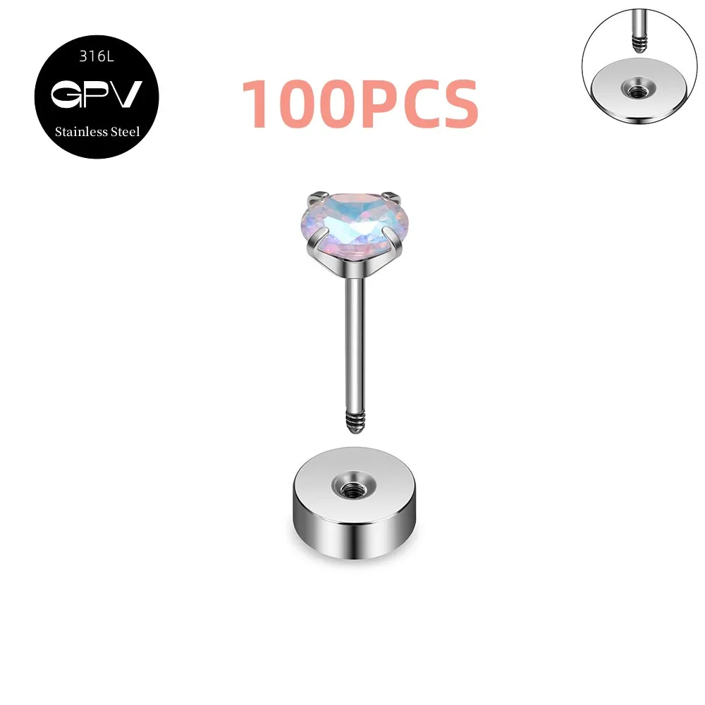 Set di orecchini a bottone in acciaio inossidabile e perline di zirconia cubica trasparente per donna all'ingrosso