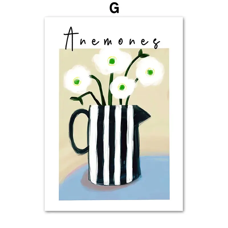 Abstract Blue Stripes Ocean Matisse Girl Flower Vase Wall Art Canvas Painting Posters And Prints Pictures For Living Room Decor - Image 9