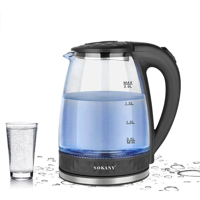 Glass Hot Water Kettle Electric for Tea and Coffee 2-Liter Fast Boiling  Electric Kettle Cordless Water Boiler - AliExpress