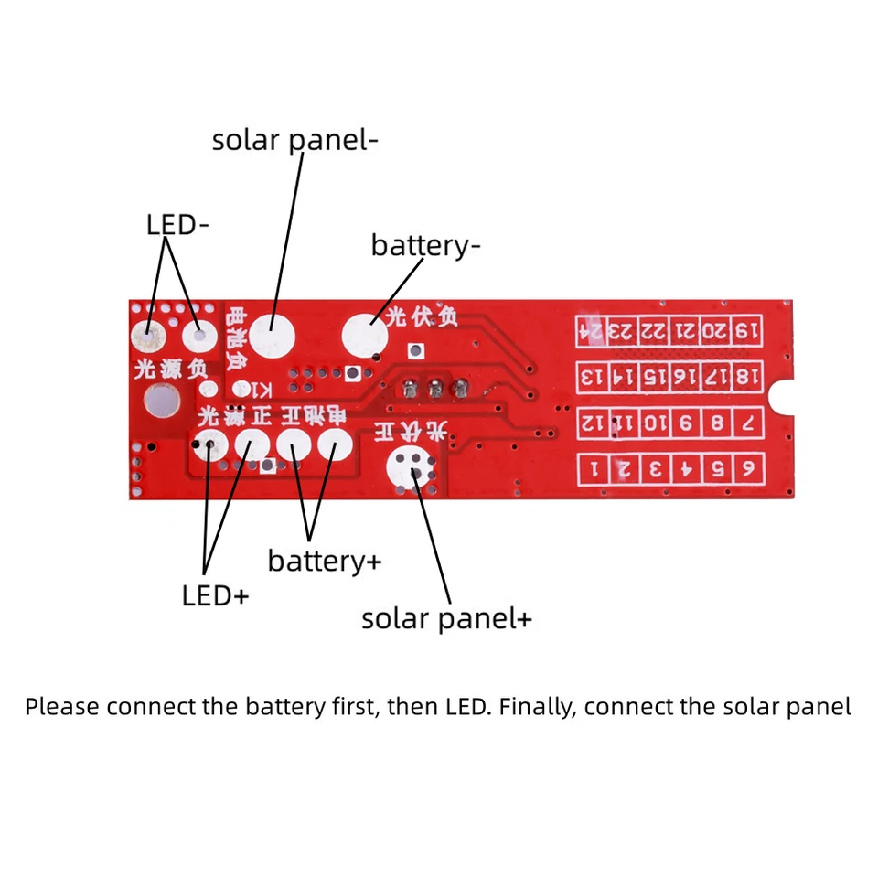 Circuo della scheda di controllo della stringa della lampada solare da 3,7 V con interruttore Pannello di controllo dell'illuminazione stradale solare Modulo controller della luce solare  13