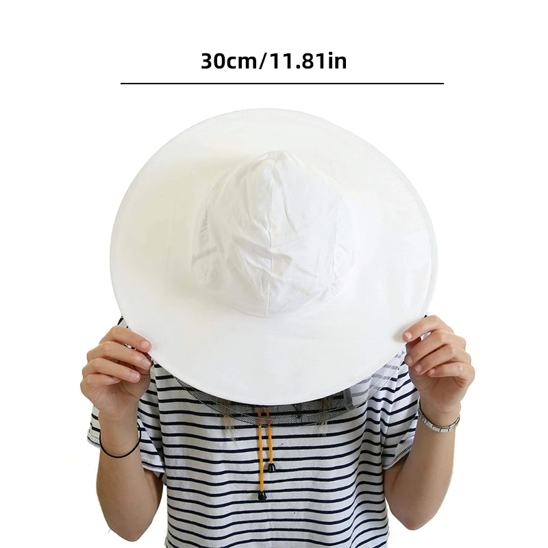 Beekeeping White Cotton Bee Hat and Veil with Hinged Closure beekeeping hat