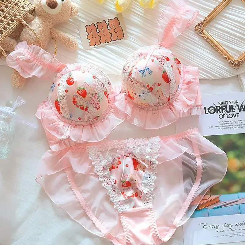 Japanese Cute Underwear for Women Without Ring, Empty Cup Bra Cover Princess Lolita Bra Cute 6
