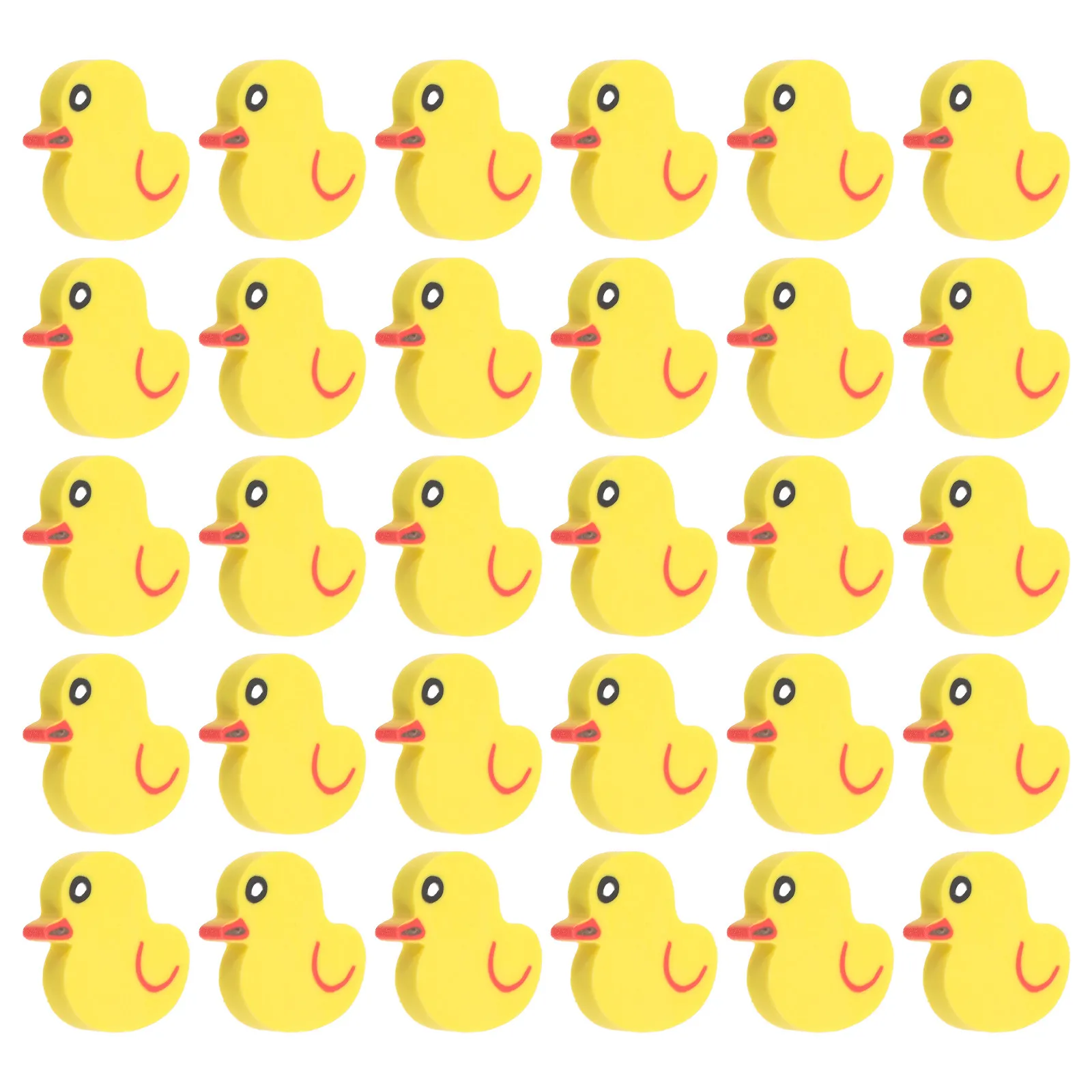 50Pcs 미니 지우개 오리 모양 지우개 부드러운 소재 학교 학생들을위한 대량 귀여운 문구 미니어처 지우개 지우개